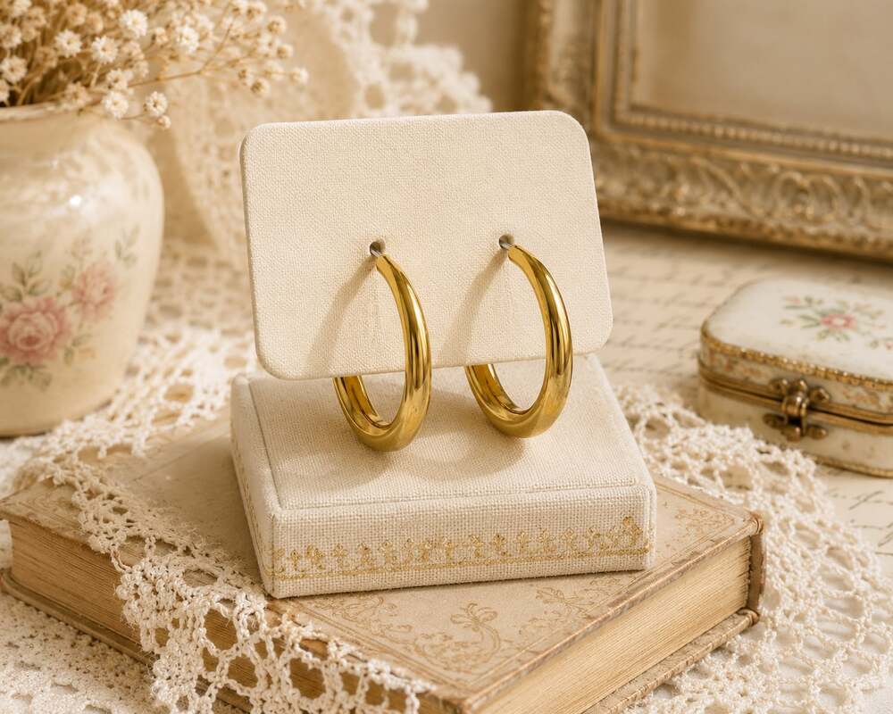 IBB International Bullion and Metal Brokers Chunky Huggie Hoop Earrings